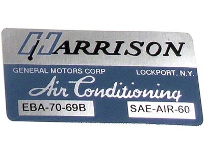 CA Air Conditioner Foil Plate Decal (1969 Corvette C3)