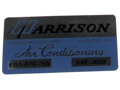 CA Air Conditioner Foil Plate Decal (1975 Corvette C3)