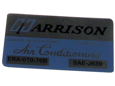 CA Air Conditioner Foil Plate Decal (1976 Corvette C3)