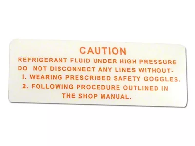 CA Air Conditioning Compressor Warning Decal (63-65 Corvette C2)