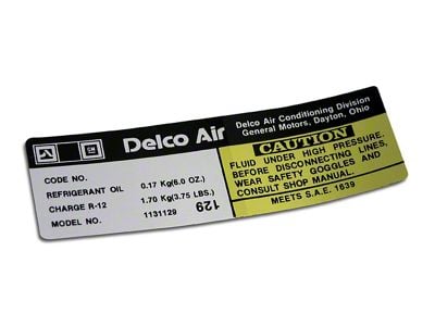 CA Delco Air Conditioner Compressor Decal (77-78 Corvette C3)