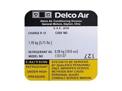 CA Delco Air Conditioner Compressor Decal (1979 Corvette C3)