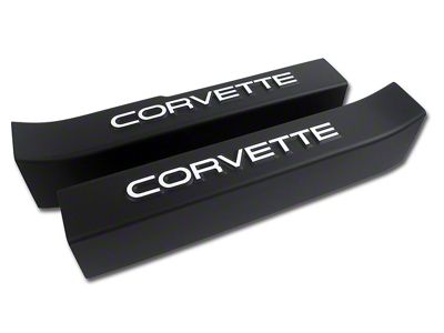 CA 1988-1989 Corvette Door Sill Guards with Corvette Logo - Black