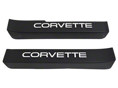 CA 1984-1987 Corvette Door Sill Guards with Corvette Logo - Black