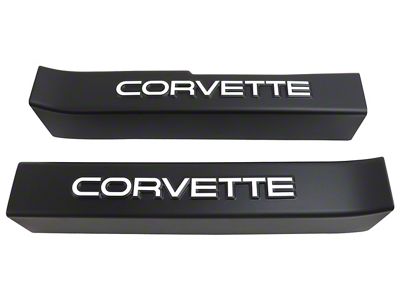 1990-1996 Corvette Door Sill Guards with Corvette Logo - Black