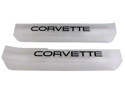 CA 1984-1987 Corvette Door Sill Guards with Corvette Logo - Clear