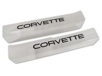 CA 1990-1996 Corvette Door Sill Guards with Corvette Logo - Clear