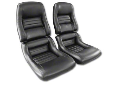 CA Driver Series 100% Leather Seat Upholstery Kit; 2-Inch Bolster; Black (79-82 Corvette C3)