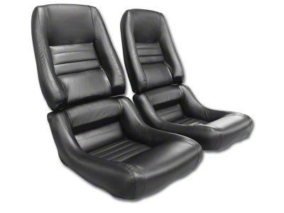 CA Driver Series 100% Leather Seat Upholstery Kit; 4-Inch Bolster; Black (79-82 Corvette C3)