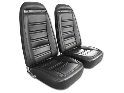 CA Driver Series 100% Leather Seat Upholstery Kit; Black (70-71 Corvette C3)