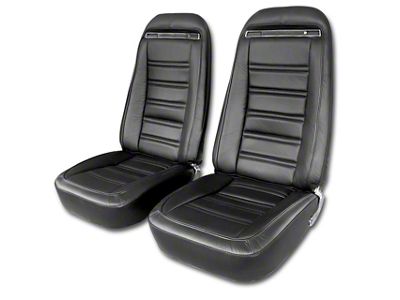 CA Driver Series 100% Leather Seat Upholstery Kit; Black (72-74 Corvette C3)