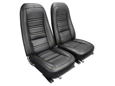 CA Driver Series 100% Leather Seat Upholstery Kit; Black (76-78 Corvette C3)