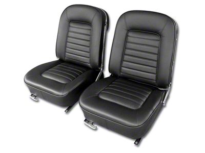 CA Driver Series Leather Seat Upholstery Kit; Black (1966 Corvette C2)