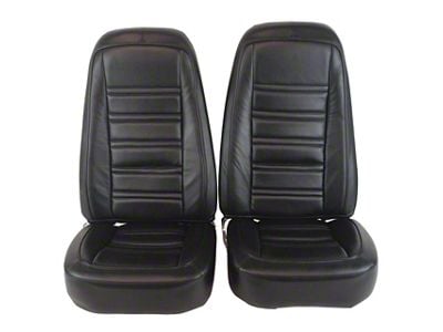 CA Driver Series Leather/Vinyl Complete Seats; Black (76-78 Corvette C3)