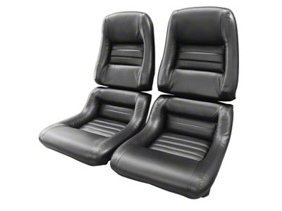 CA Driver Series Leather/Vinyl Seat Upholstery Kit; 2-Inch Bolster; Black (79-82 Corvette C3)