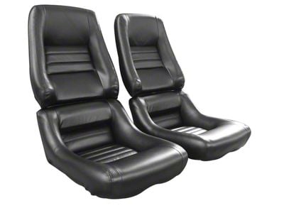 CA Driver Series Leather/Vinyl Seat Upholstery Kit; 4-Inch Bolster; Black (79-82 Corvette C3)