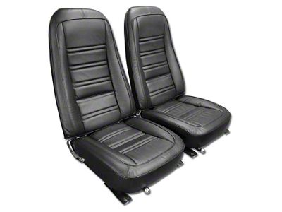 CA Driver Series Leather/Vinyl Seat Upholstery Kit; Black (76-78 Corvette C3)