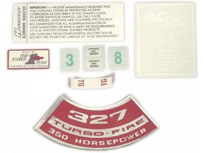 CA 1967 Corvette Engine Decal Set 300 hp - 7pc