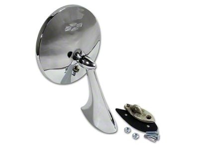 CA Exterior Mirror with Bowtie Logo and Mount Kit; Passenger Side (63-67 Corvette C2)