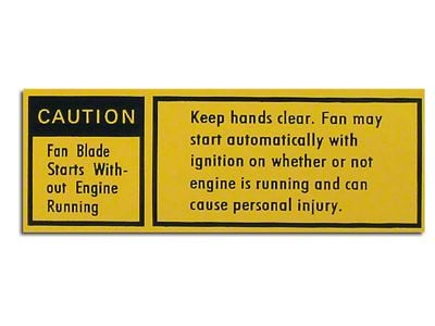 CA Fan Caution Decal (79-80 Corvette C3)