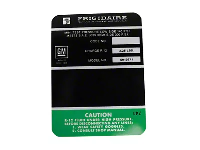 CA Frigidaire Air Conditioner Compressor Decal (69-71 Corvette C3)