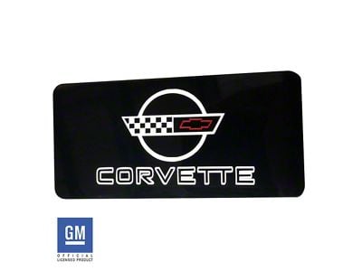 1984-1989 Corvette Information Center Cover Plate - Cross Flag Logo and Corvette Script