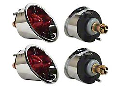 CA Inner and Outer Tail Lights; Chrome Housing; Red Lens (61-62 Corvette C1)