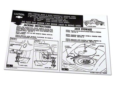 CA Jacking Instruction Decal (61-62 Corvette C1)