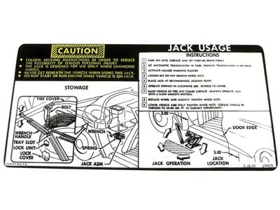 CA Jacking Instruction Decal (75-78 Corvette C3)