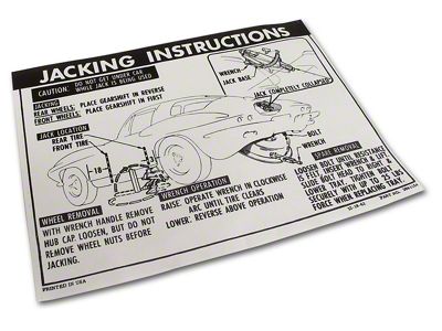 CA Jacking Instruction Decal (63-66 Corvette C2 w/ 36-Gallon Fuel Tank)