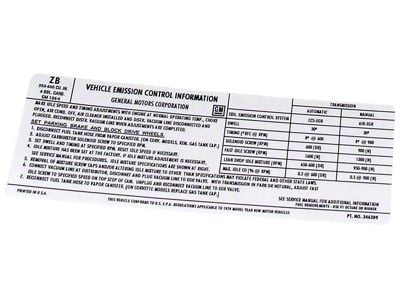 CA L48 Base Engine Emission Decal (1974 Corvette C3)