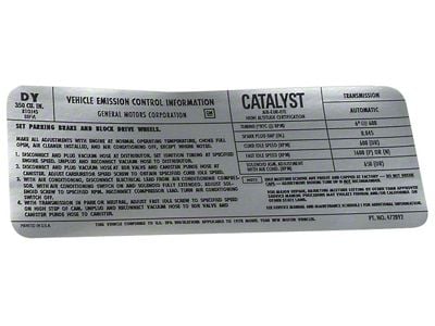 CA L48 High Altitude Emission Decal (1978 Corvette C3)