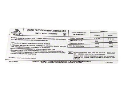 CA L82 Emission Decal (1975 Corvette C3)