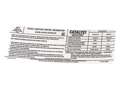 CA L82 Emission Decal (1976 Corvette C3)