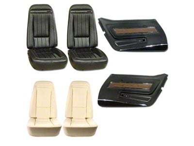 CA Leather Seat Upholstery, Seat Foam and Deluxe Door Panel Interior Package; Black (70-71 Corvette C3)