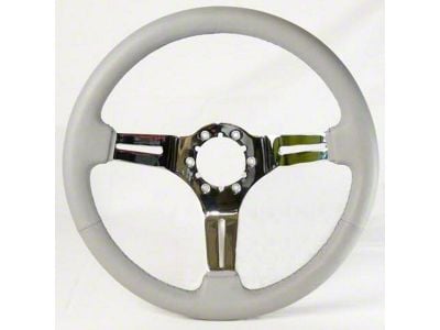 CA Leather Steering Wheel with Chrome Spokes; Gray (69-82 Corvette C3)