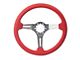 CA Leather Steering Wheel with Chrome Spokes; Red (69-82 Corvette C3)