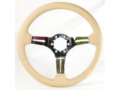 CA Leather Steering Wheel with Chrome Spokes; Tan (69-82 Corvette C3)