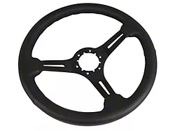 CA Leather Steering Wheel with Slotted Black Spokes; Black (68-82 Corvette C3)