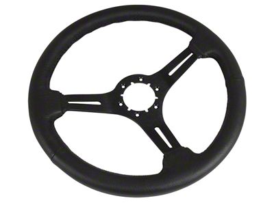 CA Leather Steering Wheel with Slotted Black Spokes; Black (68-82 Corvette C3)