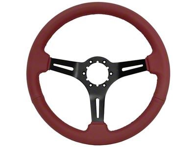 CA Leather Steering Wheel with Slotted Black Spokes; Red (68-82 Corvette C3)