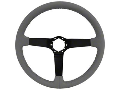 CA Leather Steering Wheel with Solid Black Spokes; Gray (63-82 Corvette C2 & C3)