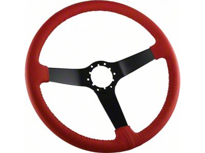 CA Leather Steering Wheel with Solid Black Spokes; Red (63-82 Corvette C2 & C3)