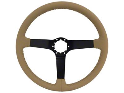 CA Leather Steering Wheel with Solid Black Spokes; Tan (63-82 Corvette C2 & C3)