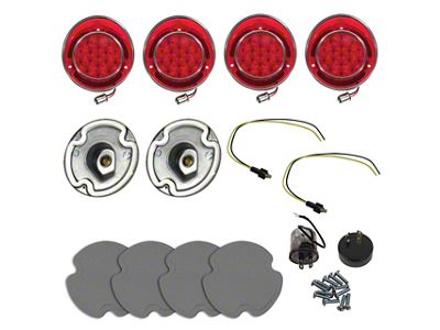 CA 1969 Corvette LED Tail Light Kit - All Red - with Inner Buckets/Wiring/Gaskets/Screws - 4pc