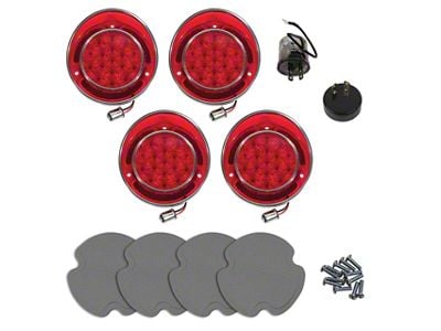 1968 Corvette LED Tail Light Lens Kit with Flasher and Polarity Reverser - 4pc