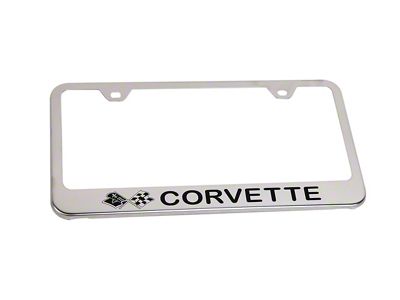 CA 1968-1982 Corvette License Plate Frame with Laser Etched Logo - Mirrored Chrome