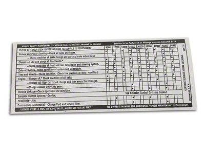 CA Maintenance Label (71-72 Corvette C3)