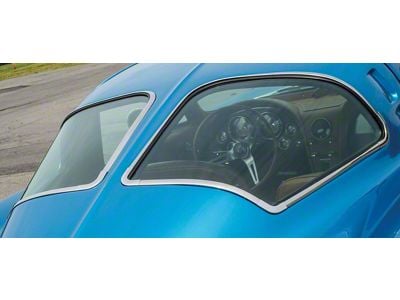 CA Non-Date Coded Split Rear Window Glass; Soft Ray Green Tint; Driver Side (1963 Corvette C2 Coupe)