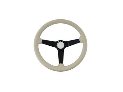 CA NQP Reproduction 14.50-Inch Leather Steering Wheel with Black Spokes; Oyster (1980 Corvette C3)